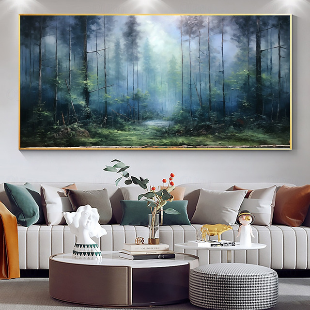  Large hand painted Abstract Forest Oil Painting On Canvas Green Tree Wall Art Original Nature Landscape Painting Custom Painting Modern artwork for Living Room Decor