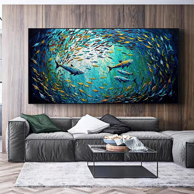  Confeccionada à Mão Pintura a Óleo Pintados à mão Horizontal Abstrato Animais Moderno Tela enrolada (sem moldura)