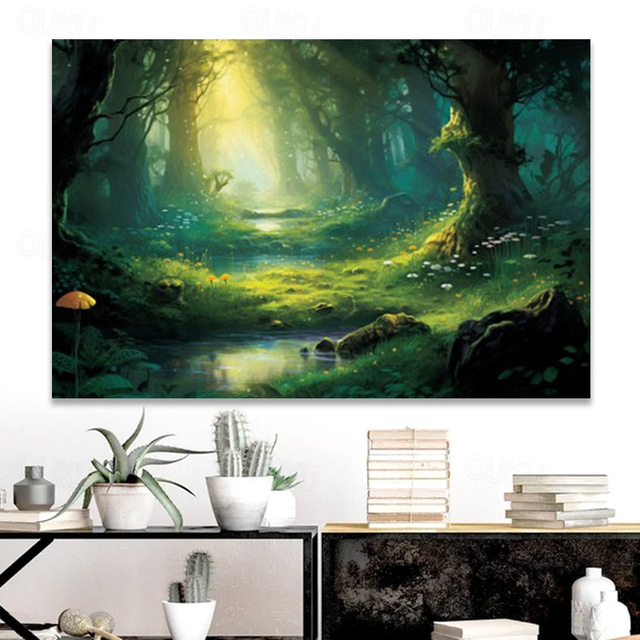  Landscape Wall Art Canvas Fantasy Forest Prints and Posters Pictures Decorative Fabric Painting For Living Room Pictures No Frame