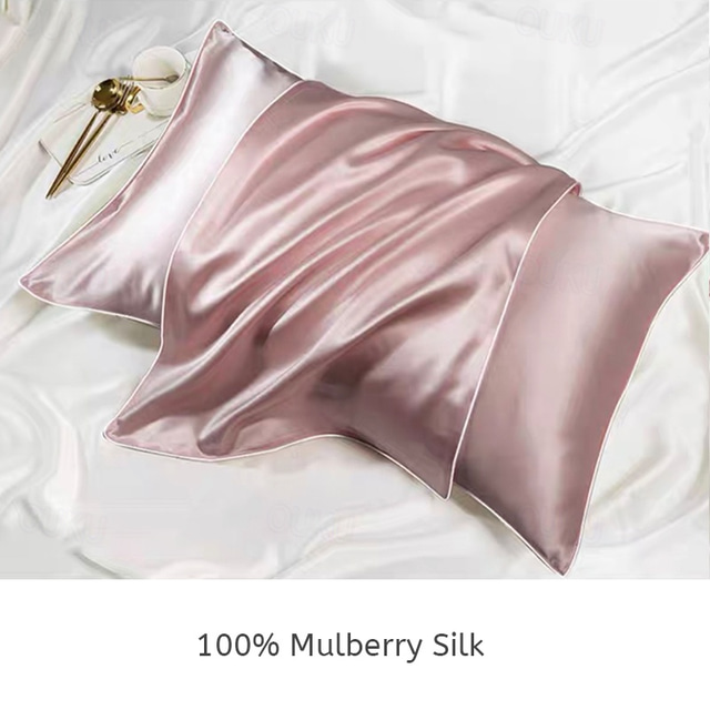  100% Mulberry Silk Pillowcase for Hair and Skin Health,Soft and Smooth Luxury Silk Pillow Cover,16 Momme Natural Silk Pillow Case Envelope Closure ,1pc