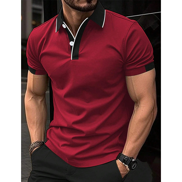  Voor heren POLO Shirt Polo's met knopen Casual Sport Revers Korte mouw Modieus Basic Kleurenblok Lapwerk Zomer Normale pasvorm Zwart Rood Hemelsblauw Bruin POLO Shirt