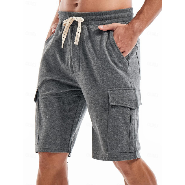  Homens Bermuda Cargo Shorts de moletom Calções de treino Shorts casuais Com Cordão Cintura elástica Bolso multi Tecido Conforto Respirável Comprimento do joelho Casual Diário Feriado Esportes Moda