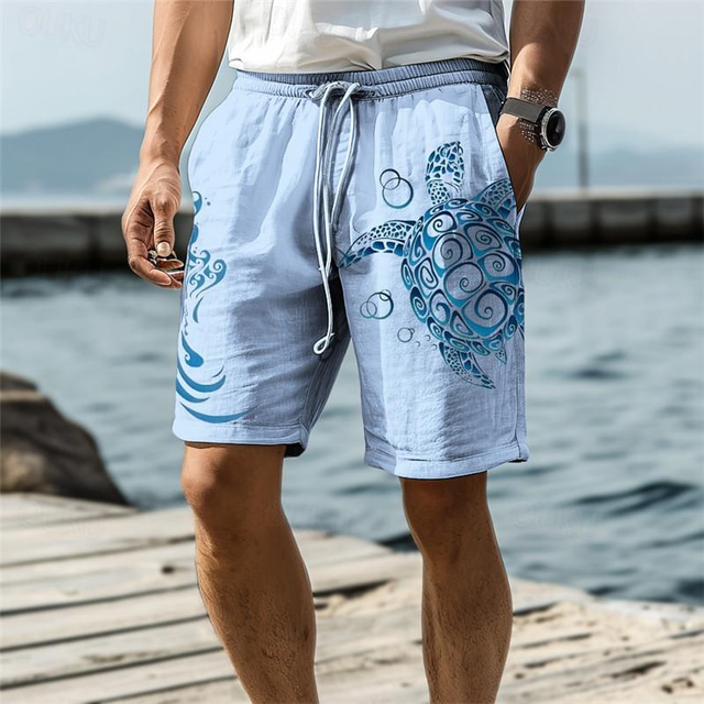  Sea Turtle Marine Life Men's Resort 3D Printed Board Shorts Swim Trunks Elastic Waist Drawstring with Mesh Lining Aloha Hawaiian Style Holiday Beach S TO 3XL