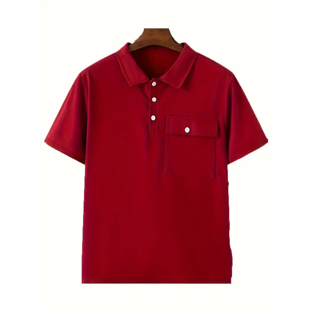  Men's Polo Shirt Button Up Polos Casual Holiday Lapel Short Sleeve Fashion Basic Plain Pocket Summer Regular Fit Black White Red Orange Green Beige Polo Shirt