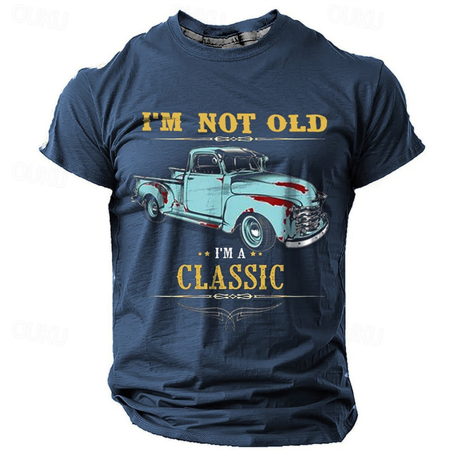  Herre Bil T skjorte Kortermet T skjorte 3D-utskrift Crew-hals Skjorte Designer Retro / vintage Gate stil Sport & Utendørs Ferie Ut på byen Svart Militærgrønn Mørkeblå Vår sommer Klær S M L XL 2XL 3XL