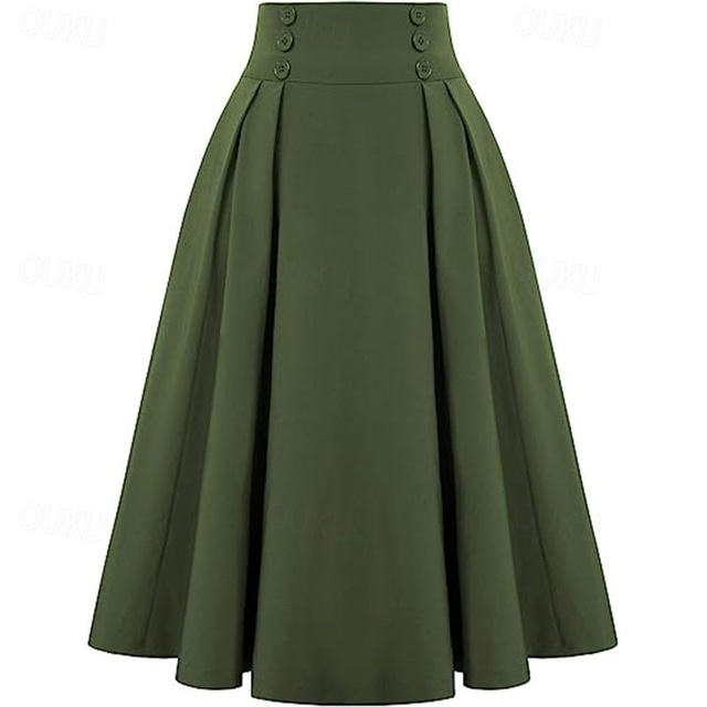  jupe plissée taille haute avec poches rétro vintage années 1950 jupe swing rockabilly jupe évasée jupes quotidiennes décontractées pour femmes