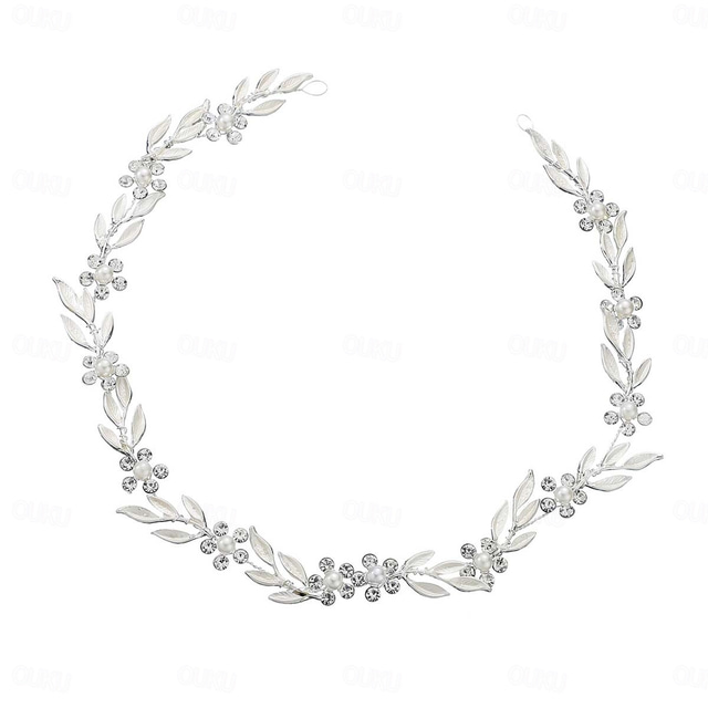  Oil Leaves Water Flower Stamens Handmade Woven Diy Bride s Braided Hair Headband Jewelry