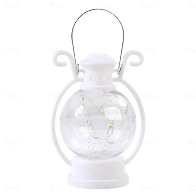  Ramadan Silver Line Electronic Candle Lamp Handheld Small Horse Lamp Retro Small Oil Lamp Festival Party Decorative Lamp  1PC