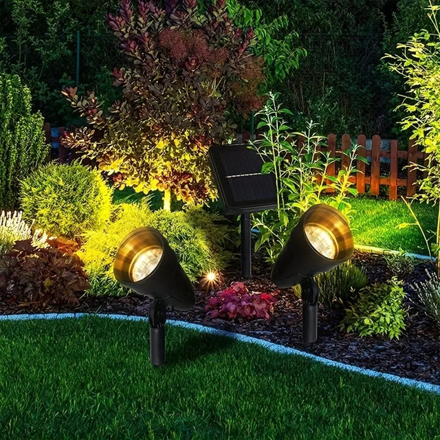  Outdoor Solar Power Spot Light IP65 Waterproof 2 In 1 Solar Focused Light for Garden Pool Area Trees Ponds Yard Decoration Landscape Lighting