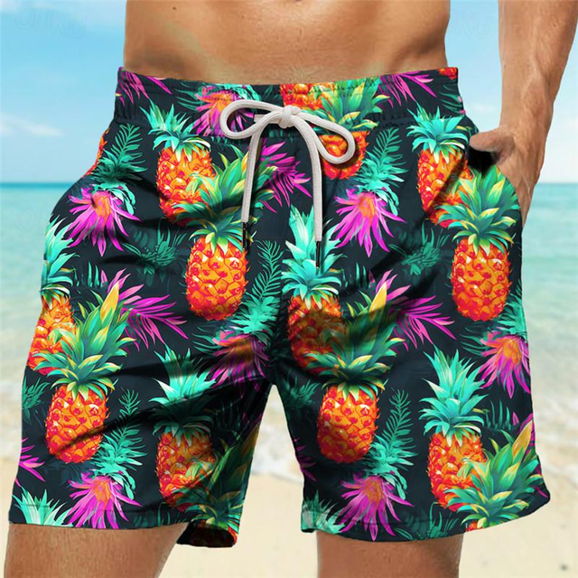  ananas tropicale resort da uomo pantaloncini da surf stampati in 3D pantaloncini da bagno costume da bagno tasca con coulisse con fodera in rete comfort traspirante corto aloha stile hawaiano vacanza