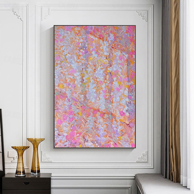  Hand painted Abstract Pink Flower oil Painting On Canvas handmade Floral oil painting Wall Art painting  Modern Painting Spring artwork Wall Decor for Living room Home Decor