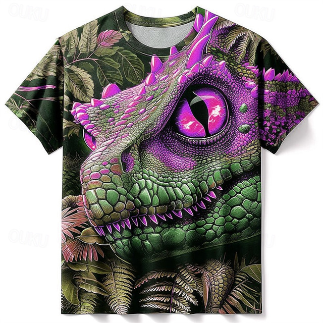  Men's Graphic Animal Dinosaur T shirt Short Sleeve T shirt 3D Print Crew Neck Shirt Designer Casual Subculture Sports Outdoor Holiday Going out Blue Purple Orange Spring & Summer Clothing Apparel S M