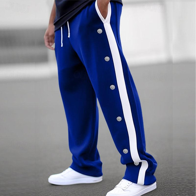  Męskie Spodnie dresowe Spodnie dresowe z szerokimi nogawkami Uprawiający jogging Spodnie Spodnie dresowe z prostymi nogawkami Ściągana na sznurek Elastyczny pas Przycisk boczny Równina Komfort