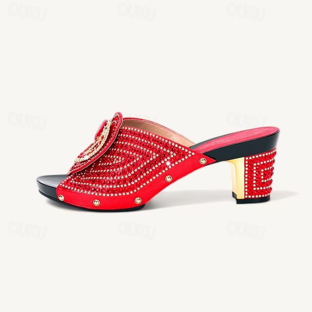  Dame Høye hæler bryllup sko Sandaler Pen sko Krystall Sandaler Mousserende sko Bryllup Fest Bryllup Sandaler Brudesko Brudepike sko Rhinsten Krystall Plattform Tykk hæl Titte Tå Elegant Mikrobielt