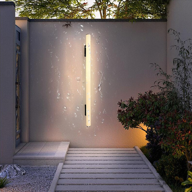  Wall Lamp Outdoor Acrylic Metal High-Bright Round Tube Lamp Door Pillar Fence Warm Light Waterproof Ip65 100Cm 110-120V 220-240V