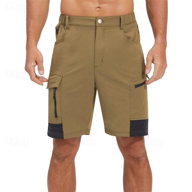  Men's Tactical Shorts Cargo Shorts Shorts Hiking Shorts Button Elastic Waist Multi Pocket Color Block Wearable Short Outdoor Daily Going out Fashion Classic Black+Grey Dark Khaki