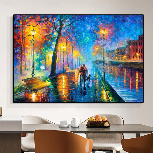  Large Romantic Artwork Giclee painting On Canvas hand painted  handmade Melody Of The Night oil painting Canvas Wall Art landscape wall painting for living room bedroom wall decoration