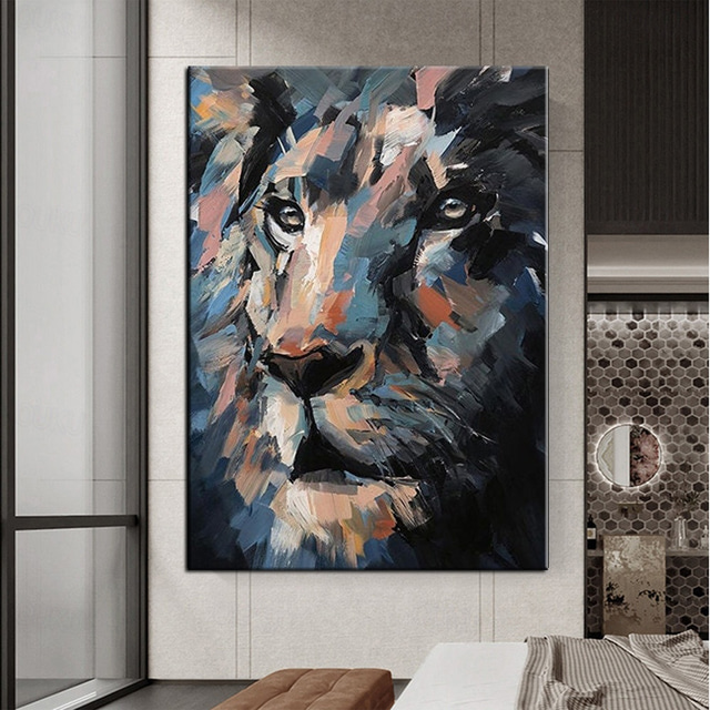 Amazon.co.jp: Canorna 油絵 【ライオン】動物 カラフルな動物