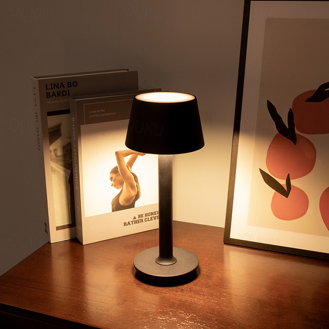  Lampe de table en aluminium à gradation continue, type-c, rechargeable, lampe d'ambiance intérieure et extérieure, pour chambre à coucher, salle à manger, restaurant