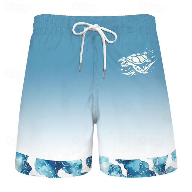  Carefree Interlude X Joshua Jo Men's Turtle Printed Vacation Beach Board Shorts