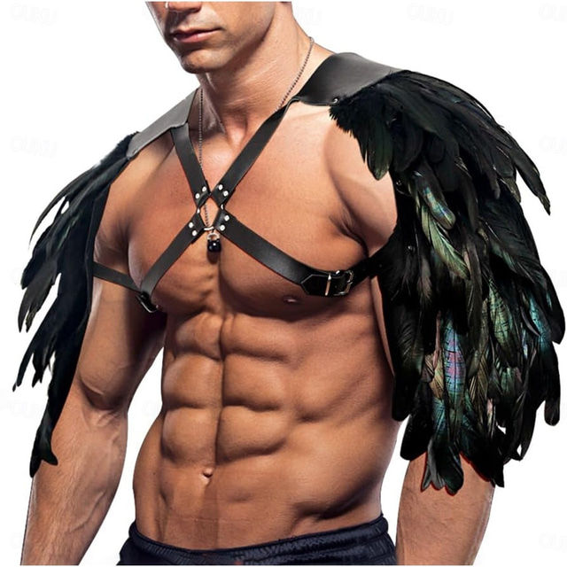  Punk & Gothique Médiéval Renaissance Armure Chemise Armure d'Épaule Guerrier Chevalier Viking Plume Déguisement Homme Viking Fantaisie Carnaval Mascarade Performance Soirée Scène Adulte Armure