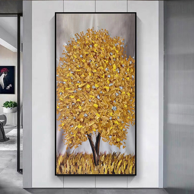 Mintura fait à la main argent arbre paysage peintures à l'huile sur toile mur art décoration moderne abstrait or arbre photos pour la décoration intérieure roulé sans cadre peinture non étirée