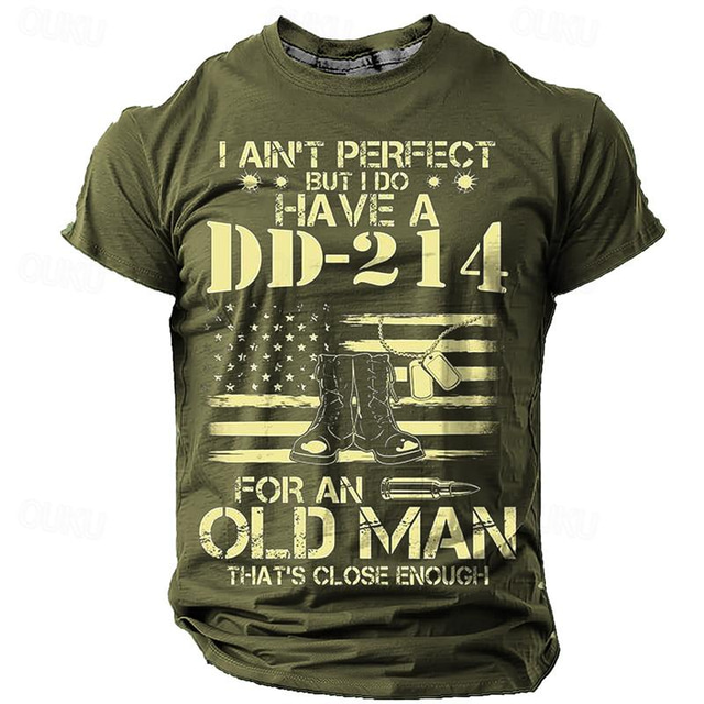  Men's Graphic American Flag T shirt Short Sleeve T shirt 3D Print Crew Neck Shirt Designer Retro Vintage Casual Sports Outdoor Holiday Going out Black Brown Army Green Spring & Summer Clothing Apparel