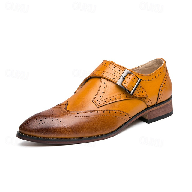  Men's Oxfords Retro Formal Shoes Walking Casual Daily Leather Comfortable Booties / Ankle Boots Loafer Red Blue Brown Spring Fall