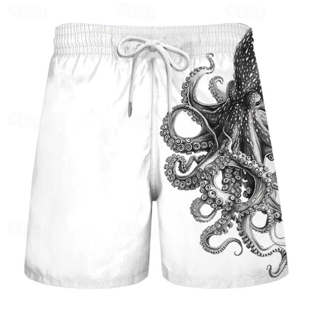  Carefree interlude x joshua jo pantalones cortos de playa para hombre con estampado de pulpo