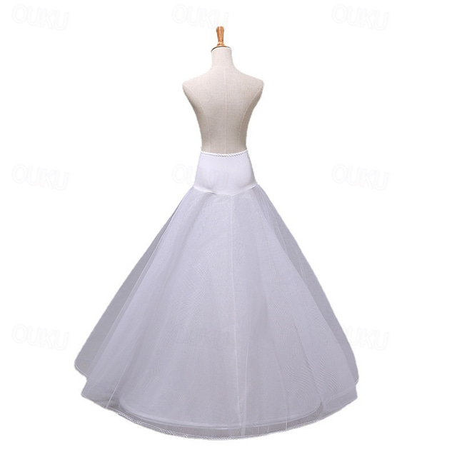  Rococo Victorian Petticoat Hoop Skirt Tutu Tulle Skirt Floor Length Bridal Women's Solid Color A-Line Halloween Wedding Party Carnival of Venice Skirt