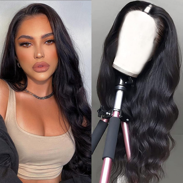  body wave v osa peruukit hiukset ei jätä pois pitsiä etuperuukit brasilialaiset neitsyt hiukset peruukit mustille naisille päivitys u osa peruukit koko pään klipsi puolikas peruukki v muoto peruukit