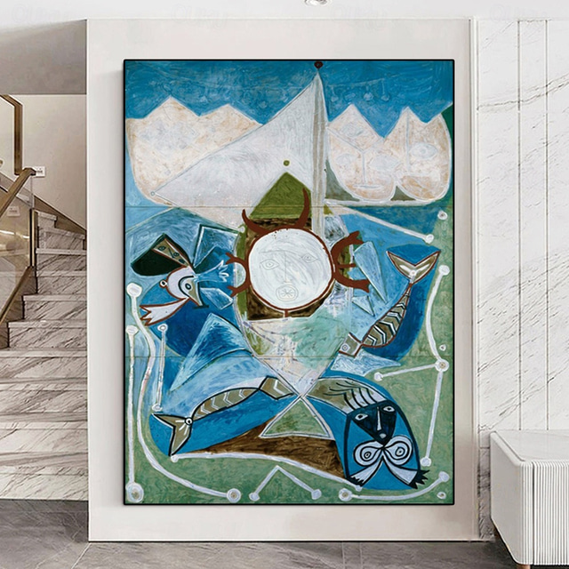  100% Hand painted Pablo Picasso FRAME Ulysses' and the Mermaids oil painting Pablo Picasso Guernica Reproduction Oil painting on canvas