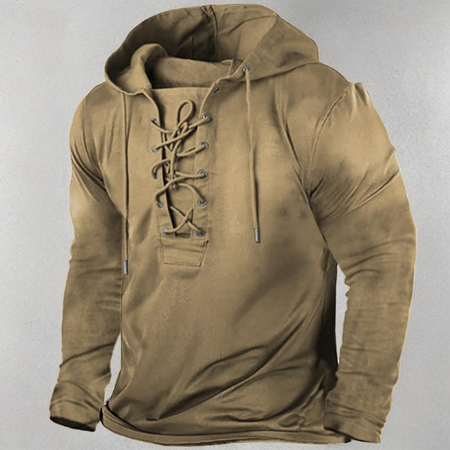  Men's Pullover Hoodie Sweatshirt Pullover Tactical Hoodie Tactical Black Army Green Red Navy Blue Brown Hooded Graphic Prints Lace up Casual Daily Sports 3D Print Streetwear Basic Casual Spring