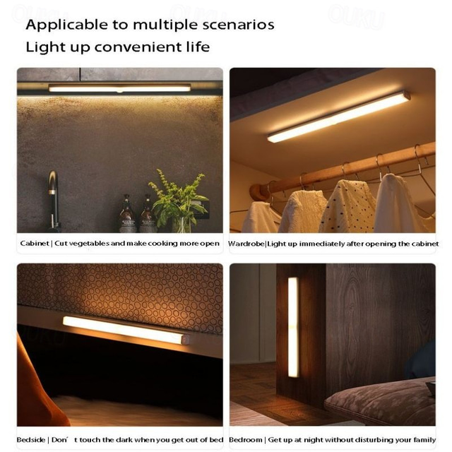  LED Motion Sensor Cabinet Light Magnetic Wireless Motion Sensor Wardrobe Light Homelife USB Rechargeable Light Bar Upgrade Your Home