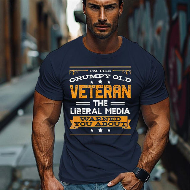  Veterans Day Men's Patriot Patriotic Veteran Letter T shirt Tee Top Cotton Short Sleeve Graphic Shirt Black Burgundy Dark Blue Comfortable Tee Street Holiday Fashion Designer