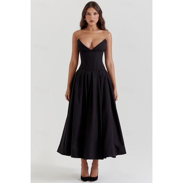  Vintage 1950s Mini vestido Pequeño vestido blanco Nupcial Sin Tirantes Color sólido Corte A Mujer Mascarada Boda Despedida de Soltera Adulto Vestido Vestidos de fiesta