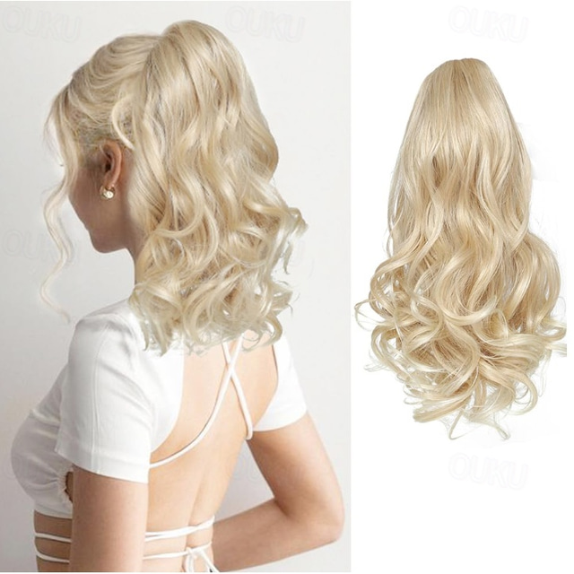  Ponytail Extension Drawstring Ponytail Wavy Curly Ponytail Hair Extensions Natural Wavy Ponytail Wig Synthetic Hairpieces for Women