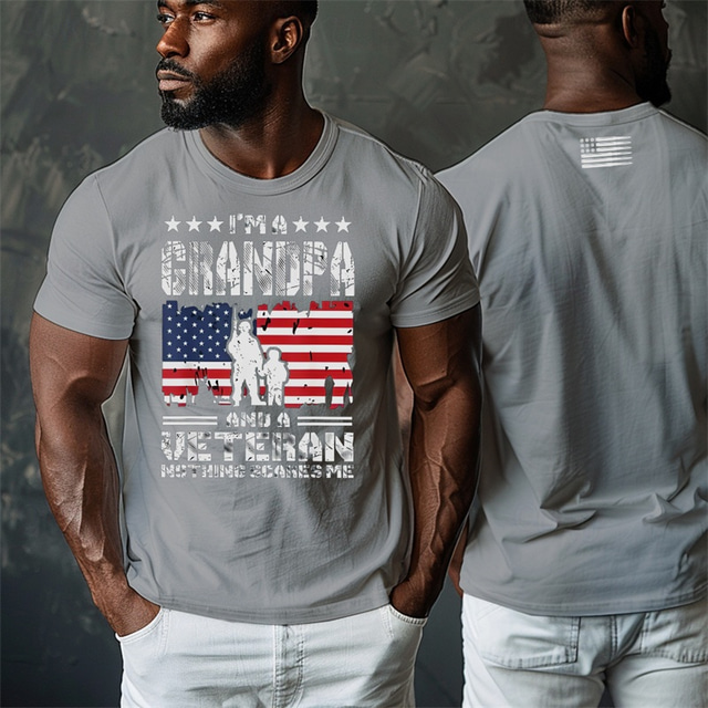  Men's National Flag T Shirt Tee Top Cotton Short Sleeve Graphic Shirt Black Burgundy Light Grey Comfortable Tee Vacation Street Fashion Designer Clothing