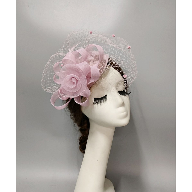  Fascinators Headwear Headpiece Net Veil Hat Wedding Ladies Day With Cap Floral Headpiece Headwear