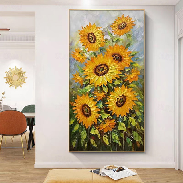  Mintura Handmade Sunflower Oil Paintings On Canvas Wall Art Decoration Modern Abstract Picture For Home Decor Rolled Frameless Unstretched Painting