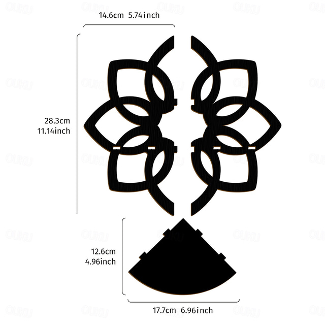  1PC Creative Minimalist Nail Wall Display Rack (excluding nails) minimalist line eight petal flower shaped wall decorative pendant decorative corner rack hand assembled wooden small lotus shaped wal