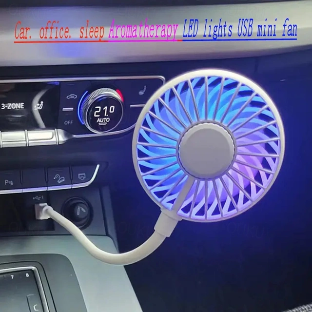 Portable LED Light Emitting Aromatherapy Creative Mini FanUSB Long Time