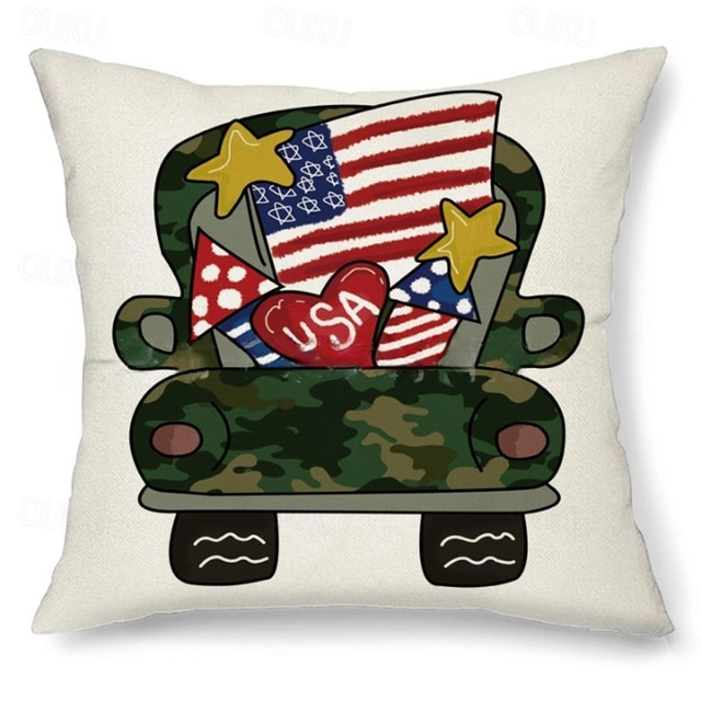  patriotiske puter uavhengighetsdag dekorative kasteputer trekk 4stk mykt firkantet putetrekk putetrekk for soverom stue sofa sofa stol