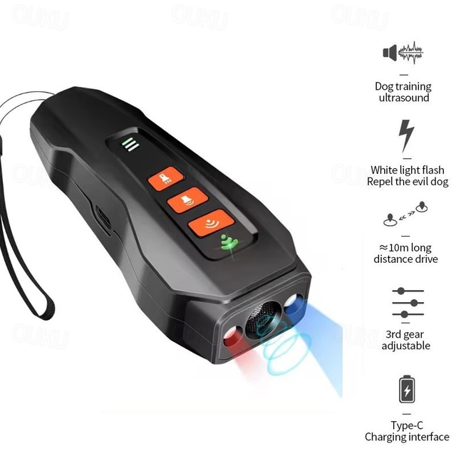  Pet Dog Repeller Ultrasonic Dog Training Device Rechargeable Anti Dog Bark Deterrent Device Outdoor Pets Dogs Repellent Training