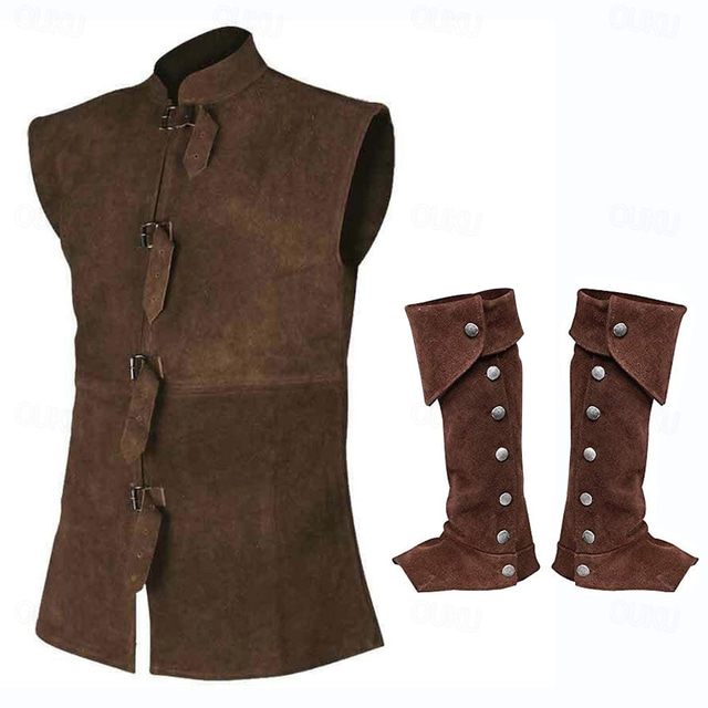  Retro / vintage Medeltida kostymer Renässans Kläder Väst Strumpeband Ren Faire Riddare Viking Herre Solid färg Herr Pirat fantasi Karnival Prestanda Ledigt / vardag Renässansmässan Vuxna Strumpeband