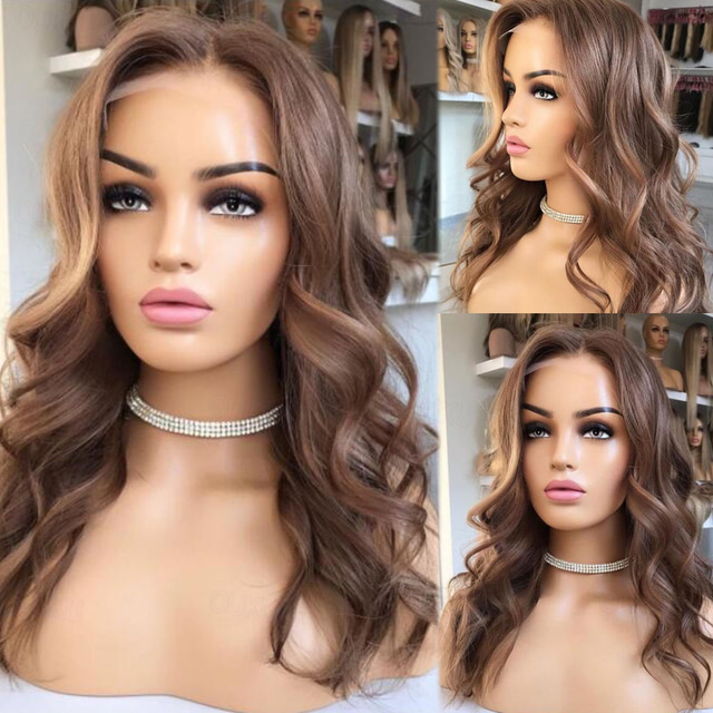  Unprocessed Virgin Hair 13x4 Lace Front Wig Free Part Brazilian Hair Wavy Light Brown Wig 130% 150% Density with Baby Hair Glueless Pre-Plucked For Women Medium Length Human Hair Lace Wig