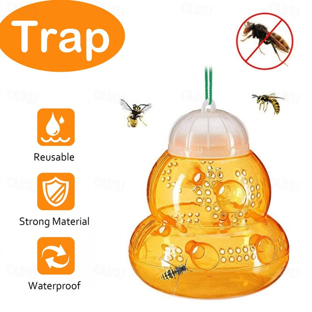 Reusable Outdoor Hanging Gourd Shaped Bee Trap Effective Wasp And