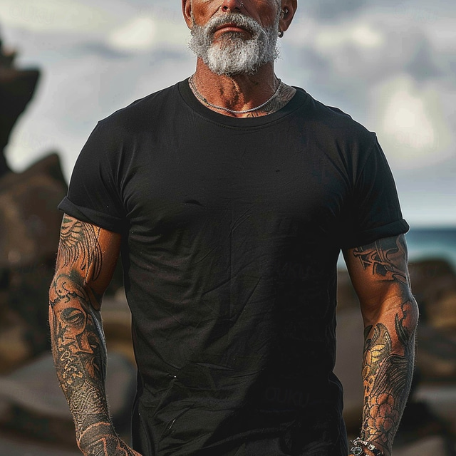  Men's Adult Humor Graphic American Flag Old Man T shirt Short Sleeve T shirt 3D Print Crew Neck Shirt Retro Vintage Casual Street Style Sports Outdoor Holiday Going out Black Spring & Summer Clothing
