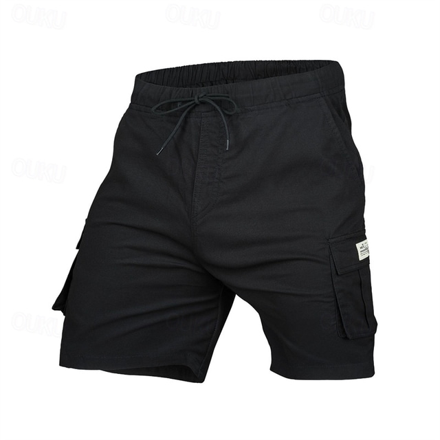  Men's Tactical Shorts Cargo Shorts Shorts Drawstring Elastic Waist Multi Pocket Plain Wearable Short Outdoor Daily Going out Fashion Classic Black Army Green