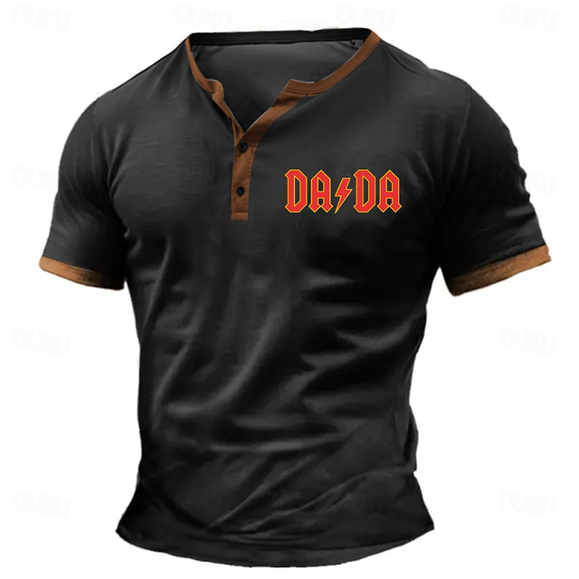 Férfi Szó Szöveg Rövid ujjú 3D nyomtatás Divat Napi Alkalmi Utca Hétköznapi Napi Nyár Tavasz Fekete Katonai zöld Sötétkék Henley Henley póló
